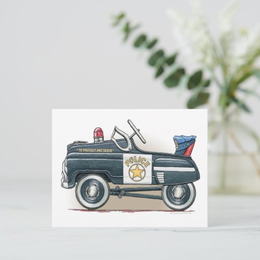 Briefkaart van politie Pedal Car Car Car (Staand voorkant)