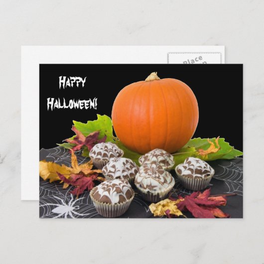 Briefkaart van pompoen en cupcakes (Voorkant / Achterkant)