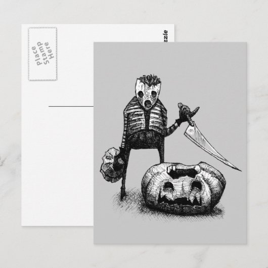 Briefkaart van pompoencarver (Voorkant / Achterkant)