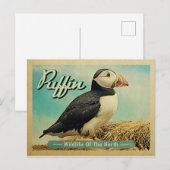 Briefkaart van Puffin Bird - Wilde dieren in het n (Voorkant / Achterkant)