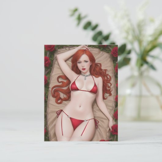 Briefkaart van Red Lingerie (Staand voorkant)
