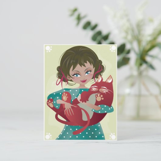 Briefkaart van Red Meow (Staand voorkant)