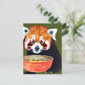 Briefkaart van Red Panda Eating (Staand voorkant)
