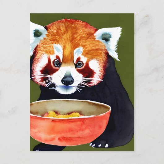 Briefkaart van Red Panda Eating (Voorkant)