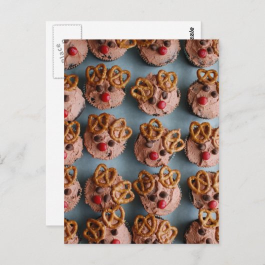 Briefkaart van rendieren Cupcakes (Voorkant / Achterkant)