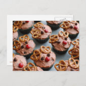 Briefkaart van rendieren Cupcakes (Voorkant / Achterkant)