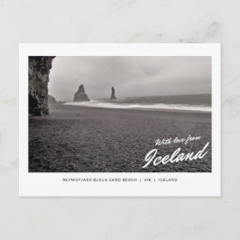 Briefkaart van Reynisfjara zwart zandstrand,