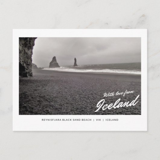 Briefkaart van Reynisfjara zwart zandstrand, (Voorkant)