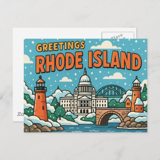 BRIEFKAART VAN RHODE ISLAND (Voorkant / Achterkant)