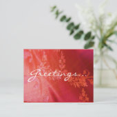 Briefkaart van rode Floral - (Staand voorkant)
