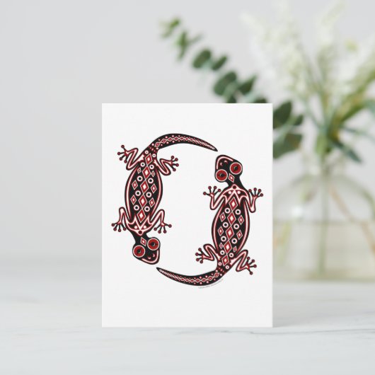Briefkaart van rode gekko's (Staand voorkant)