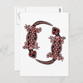 Briefkaart van rode gekko's (Voorkant / Achterkant)