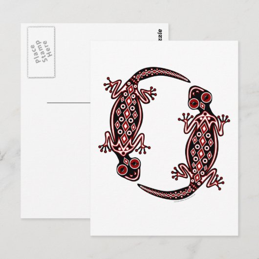 Briefkaart van rode gekko's (Voorkant / Achterkant)