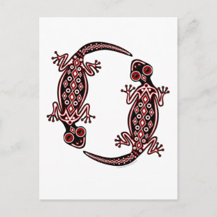 Briefkaart van rode gekko's