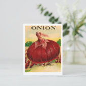 briefkaart van  rood uienzaadpakket (Staand voorkant)