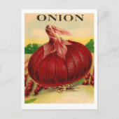 briefkaart van  rood uienzaadpakket (Voorkant)