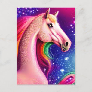 Briefkaart van roze paarden