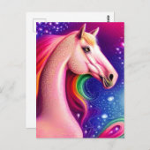 Briefkaart van roze paarden (Voorkant / Achterkant)