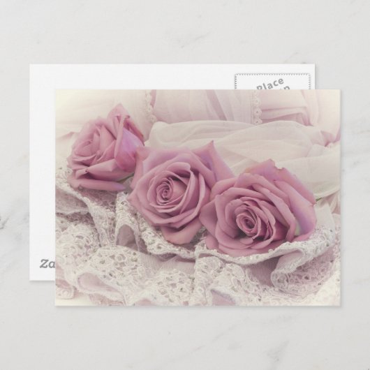 Briefkaart van rozen en loopvogels (Voorkant / Achterkant)