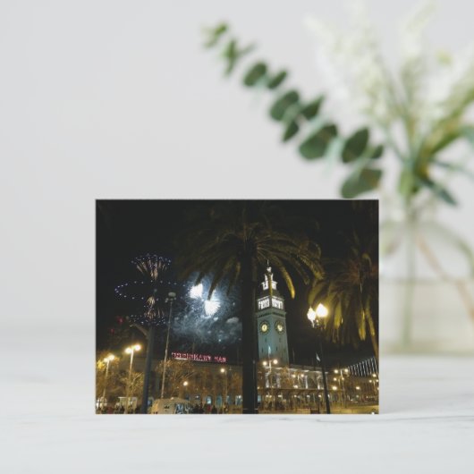 Briefkaart van San Francisco Ferry Building Firewo (Staand voorkant)