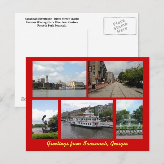 Briefkaart van Savannah Georgia (Voorkant / Achterkant)