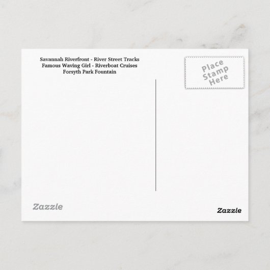 Briefkaart van Savannah Georgia (Achterkant)