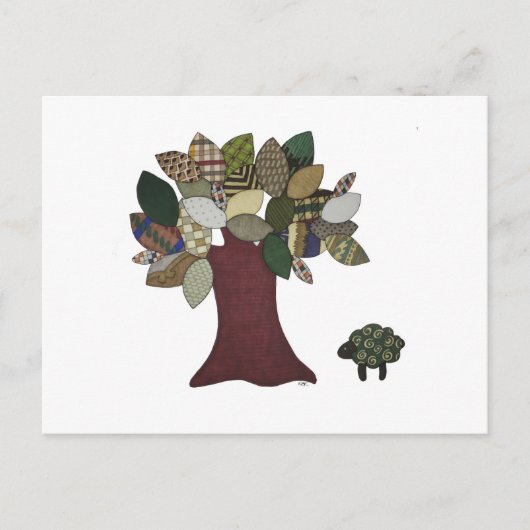 Briefkaart van schapen en bomen (Voorkant)