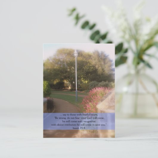 Briefkaart van scripture van het 35:4 van Isaiah (Staand voorkant)