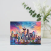 Briefkaart van Seattle - Iconische skyline (Staand voorkant)