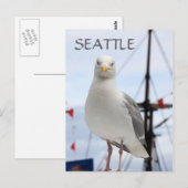 Briefkaart van Seattle, Seagull en Boat (Voorkant / Achterkant)