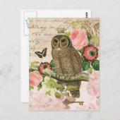  briefkaart van shabby chic owl (Voorkant / Achterkant)