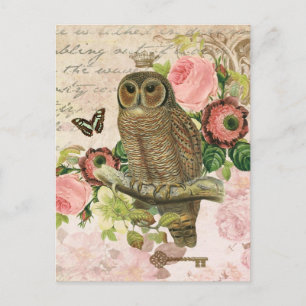  briefkaart van shabby chic owl