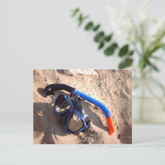 Briefkaart van snorkel en bril (Staand voorkant)
