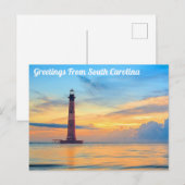 Briefkaart van South Carolina Light House (Voorkant / Achterkant)