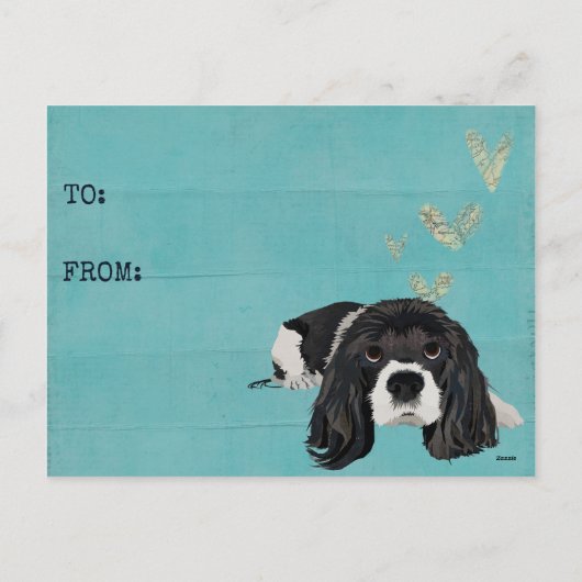 BRIEFKAART VAN SPANIEL VALENTIJNS (Achterkant)