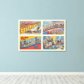  Briefkaart van Spartanburg, South Carolina Canvas Afdruk (Insitu (Houten vloer))