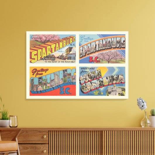  Briefkaart van Spartanburg, South Carolina Canvas Afdruk (Insitu (Woonkamer))