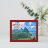 Briefkaart van St. Lucia Pitons (Staand voorkant)