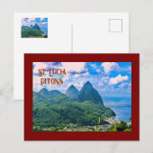 Briefkaart van St. Lucia Pitons (Voorkant / Achterkant)