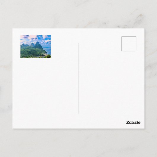 Briefkaart van St. Lucia Pitons (Achterkant)