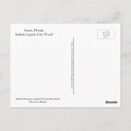 Briefkaart van Stuart Florida, Sailfish Capital (Achterkant)