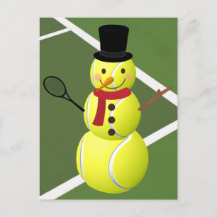 Briefkaart van Tennis Ball Snowman en Kerstfeestda