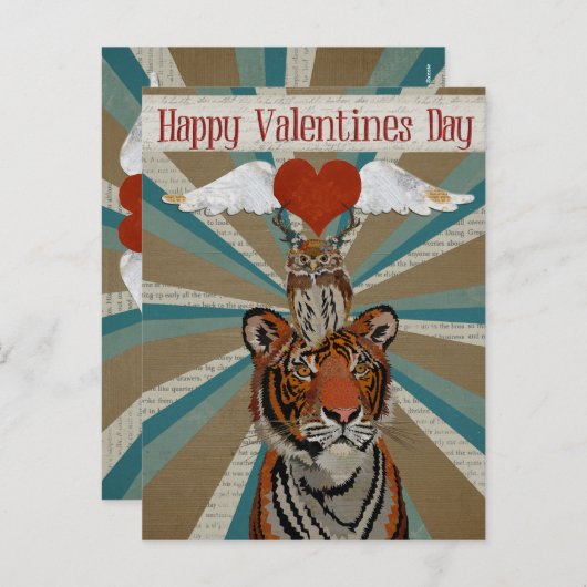 BRIEFKAART VAN TIGER EN OWL VALENTIJNS (Voorkant / Achterkant)