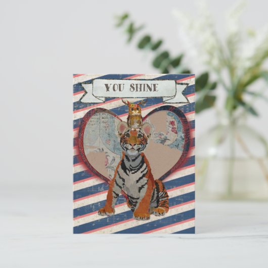 BRIEFKAART VAN TIGER EN OWL VALENTIJNS (Staand voorkant)