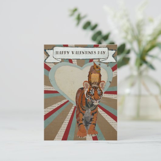 BRIEFKAART VAN TIGER EN OWL VALENTIJNS (Staand voorkant)
