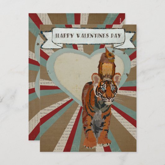 BRIEFKAART VAN TIGER EN OWL VALENTIJNS (Voorkant / Achterkant)