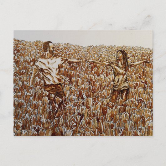 Briefkaart van tulpkoffie en inktschets (Voorkant)