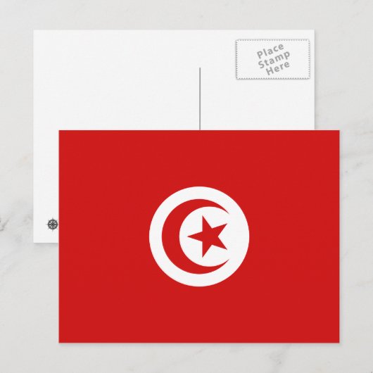 Briefkaart van Tunesische vlag (Voorkant / Achterkant)
