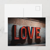 Briefkaart van uitnodiging Neon LOVE-teken (Voorkant / Achterkant)