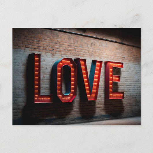 Briefkaart van uitnodiging Neon LOVE-teken (Voorkant)